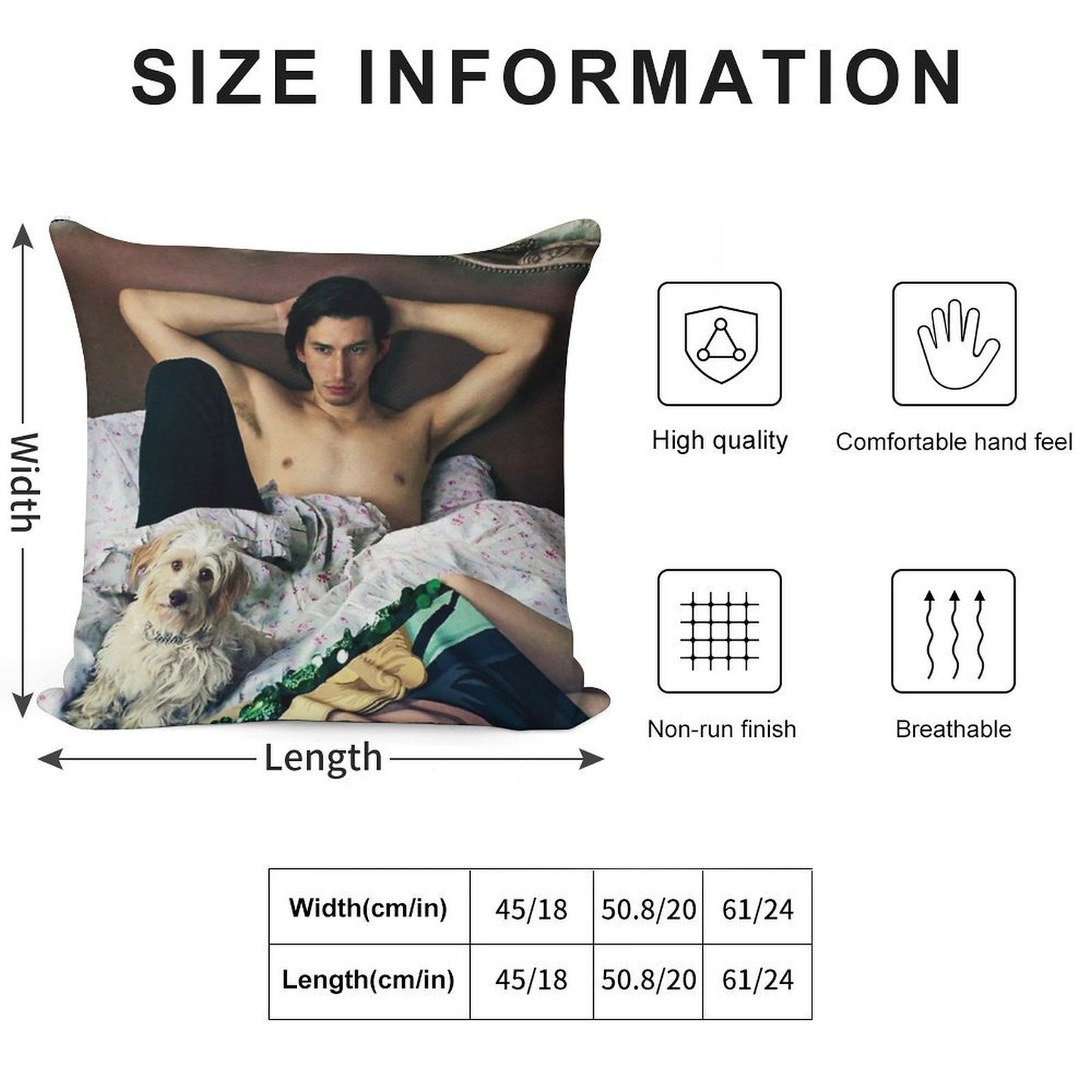 Adam Driver with Dog Photosession Soft Decorative Cover Throw Pillow