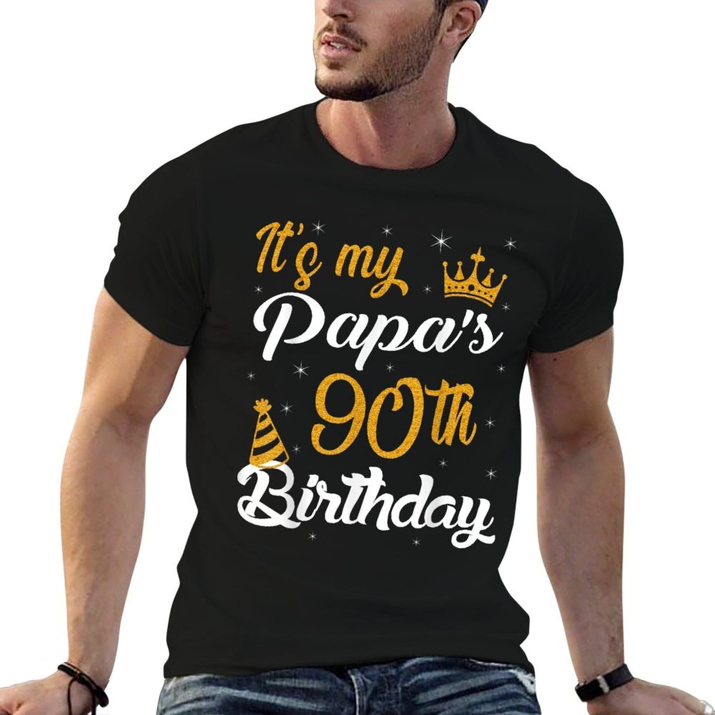 Happy It's My Papa's 90th Birthday 1935 90 Years Old  High-quality Stitching T-Shirt