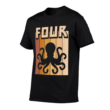 Kids 4 Year Old Octopus Birthday Boy Girl 4th Birthday Octopus  Easy-care T-Shirt