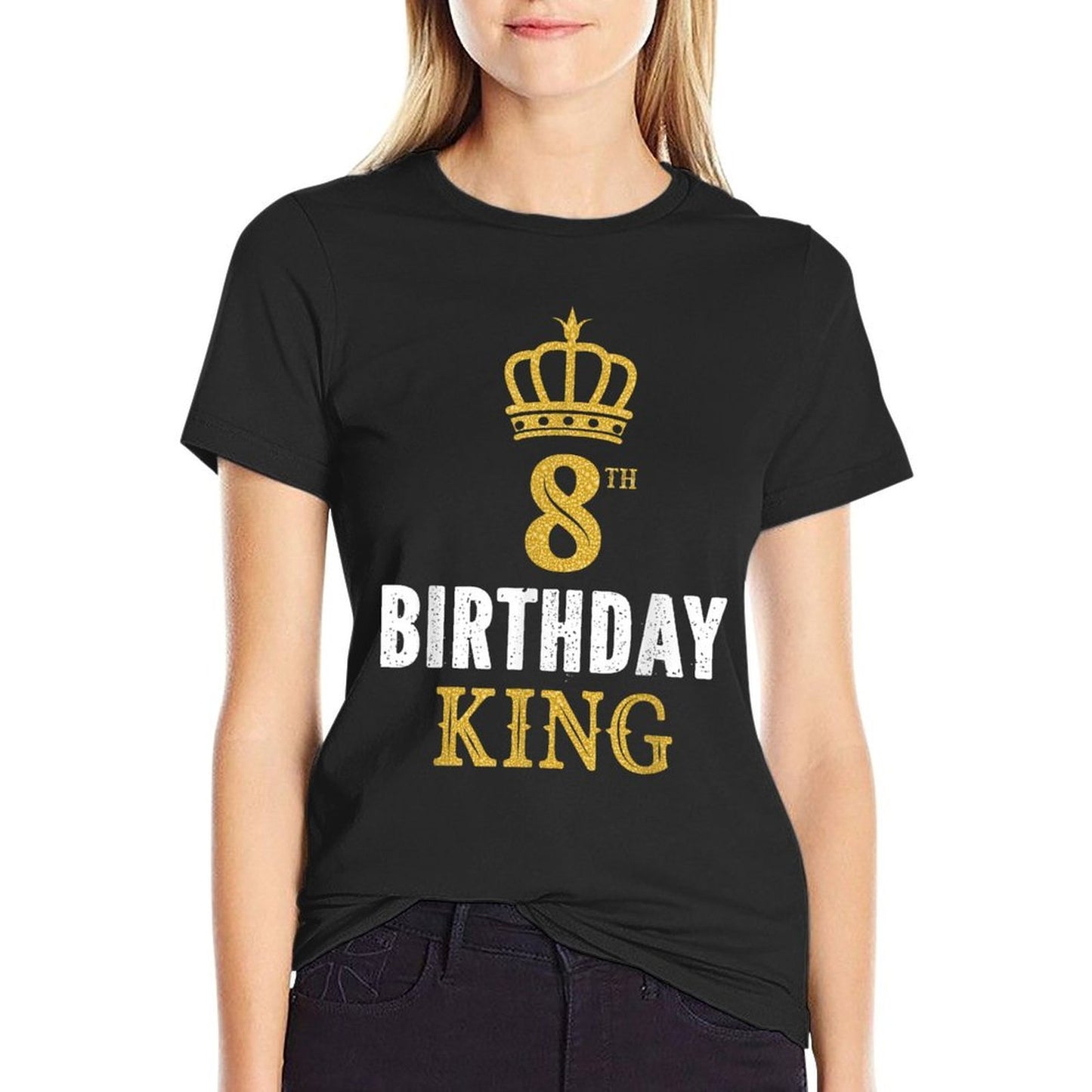 Happy 8th Birthday King 8 Years Old Party Ideas For Boys  Heathered Texture T-Shirt