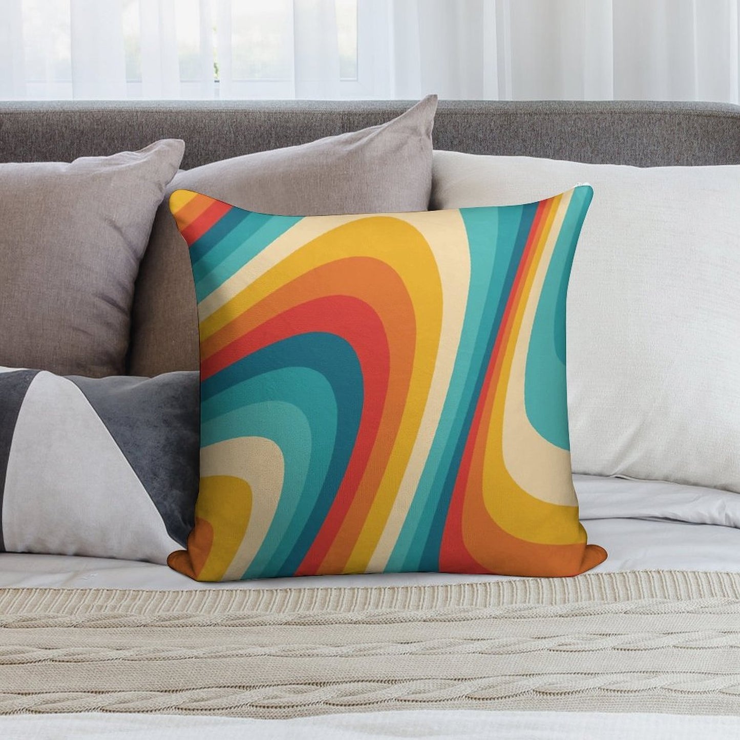 70s Retro Aesthetic Soft Easy Maintenance Throw Pillow