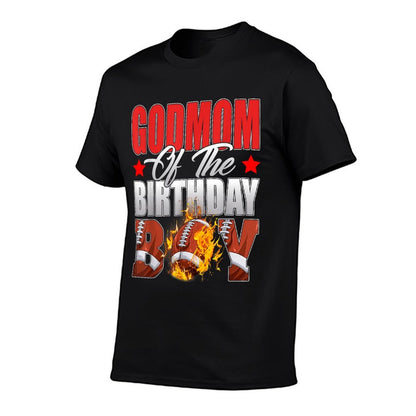 Godmom Of The Birthday Boy Football Bday Celebration  Heathered Texture T-Shirt