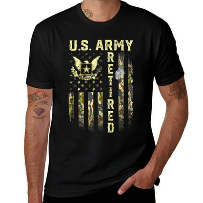 US Army Retired Distressed American Patriotic Retiree  Cotton T-Shirt