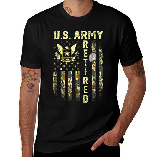 US Army Retired Distressed American Patriotic Retiree  Cotton T-Shirt