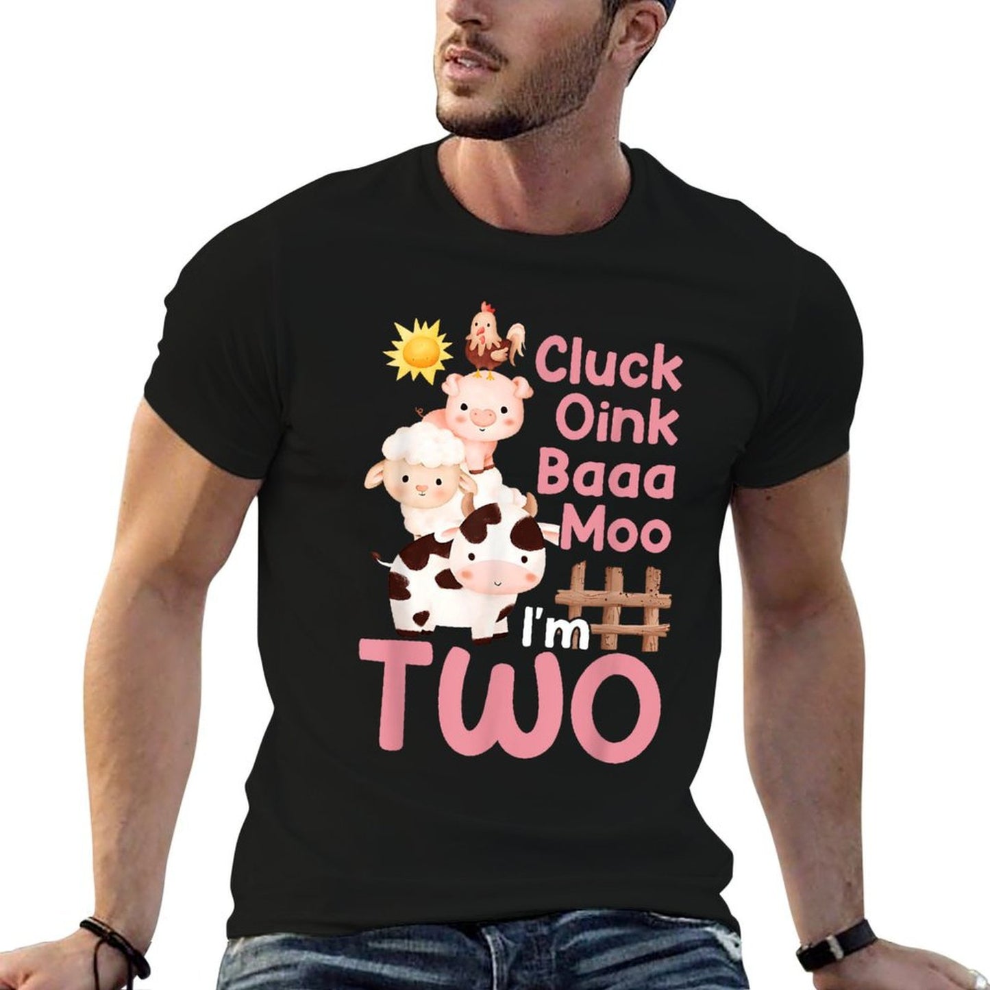 Oink Baa Neigh Cluck Moo I'm Two 2 Farmer 2nd Birthday Farm  Versatile T-Shirt