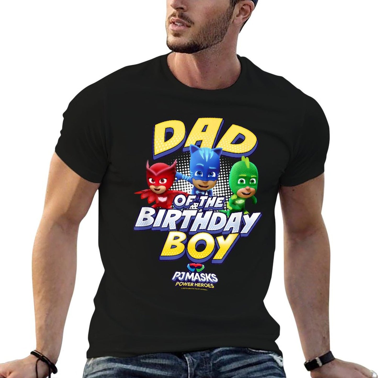 PJ Masks Group Shot Dad Of The Birthday Boy Logo  Relaxed-fit T-Shirt