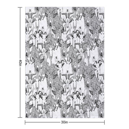 Just Goats Black White Durable Throw Blanket