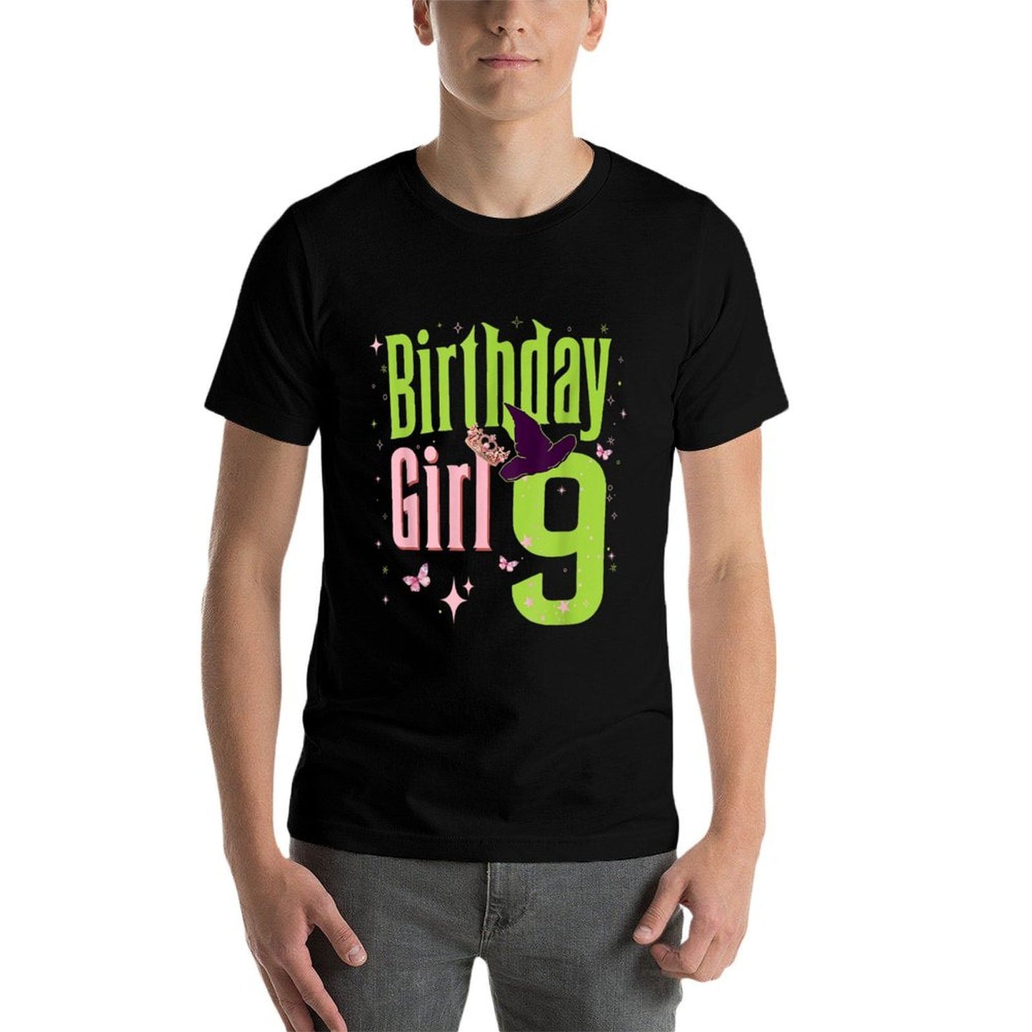 9Th Birthday Witch Pink And Green 9 Year Old Birthday Girl  Affordable Price T-Shirt