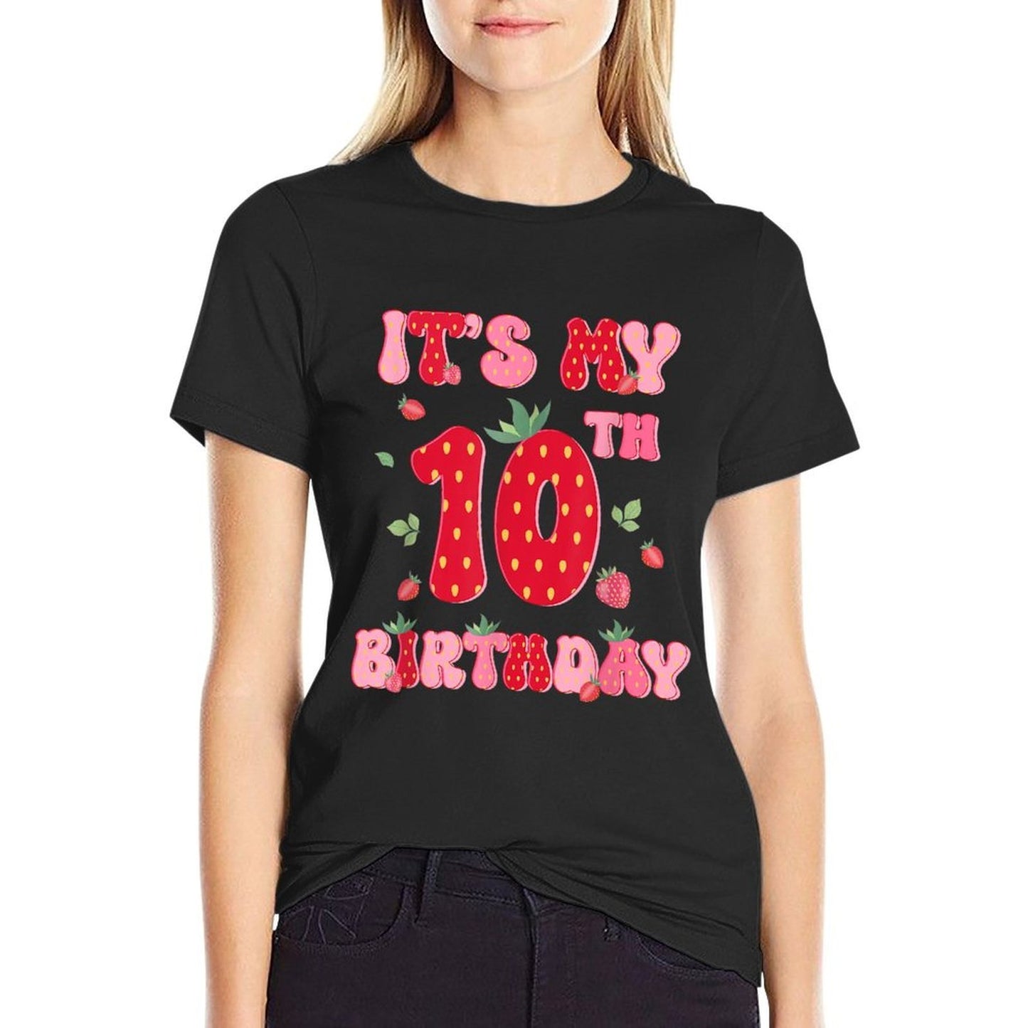 10 Year Old Strawberry It's My 10th Birthday Sweet Fruit  Lightweight T-Shirt
