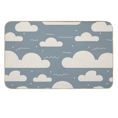 Puffy Clouds Pattern Cloudy DaySky Weather Paradise Nature Palette Durable Bath Mat