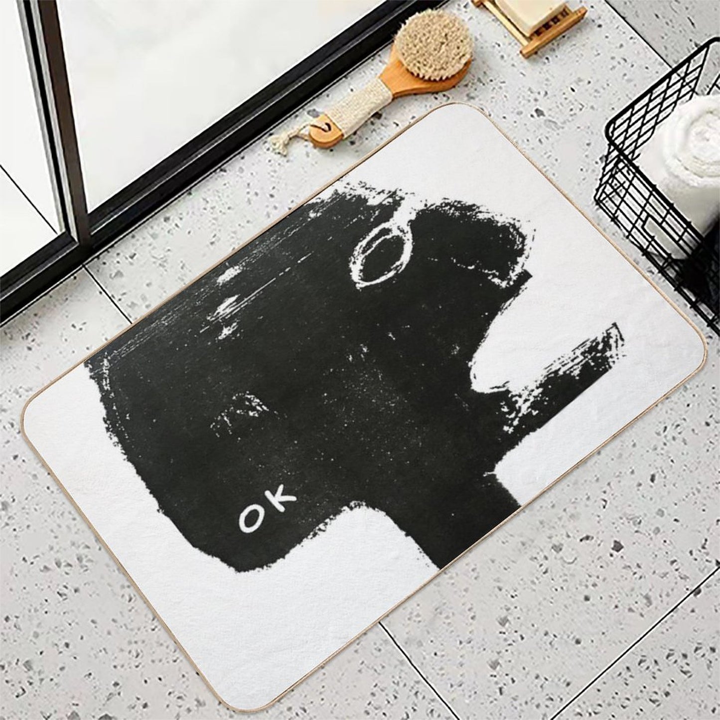 OK Monochrome Illustration  Absorbent Bath Mat
