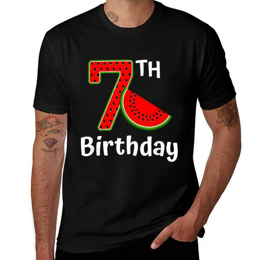Cute Watermelon 7th Birthday 7 Years Old for Girl Boy Age 7  Odor-resistant T-Shirt