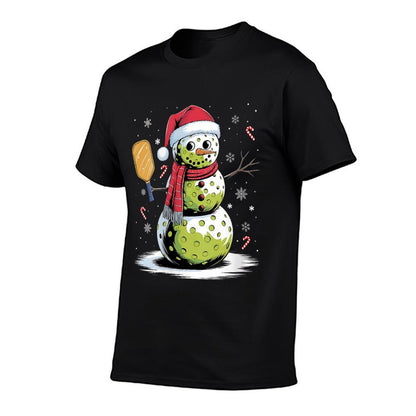 Womens Funny Pickleball Snowman Santa Hat Xmas Cool Christmas Lover  Soft T-Shirt