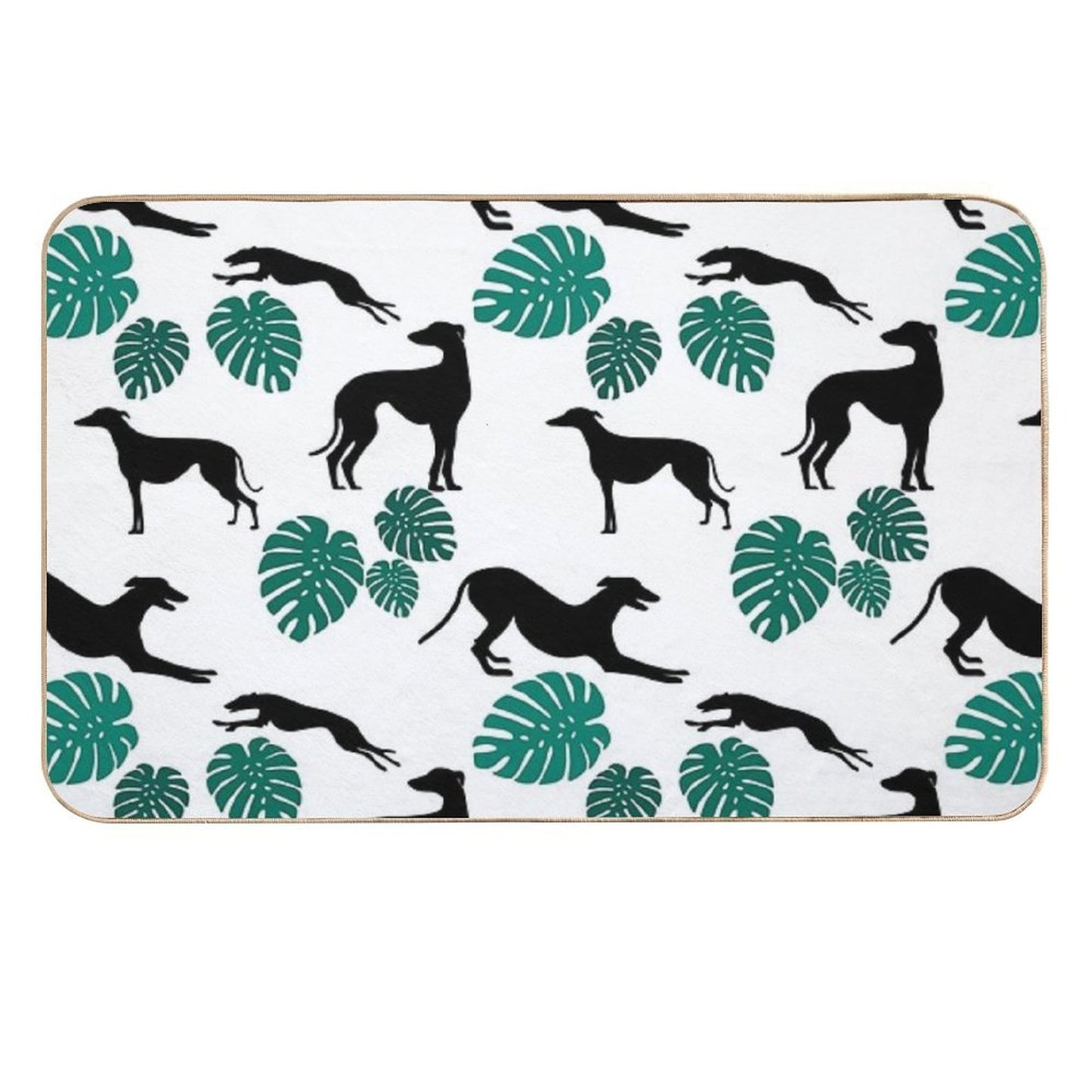 Greyt Greyhound Monstera Jumble on White  Versatile Bath Mat