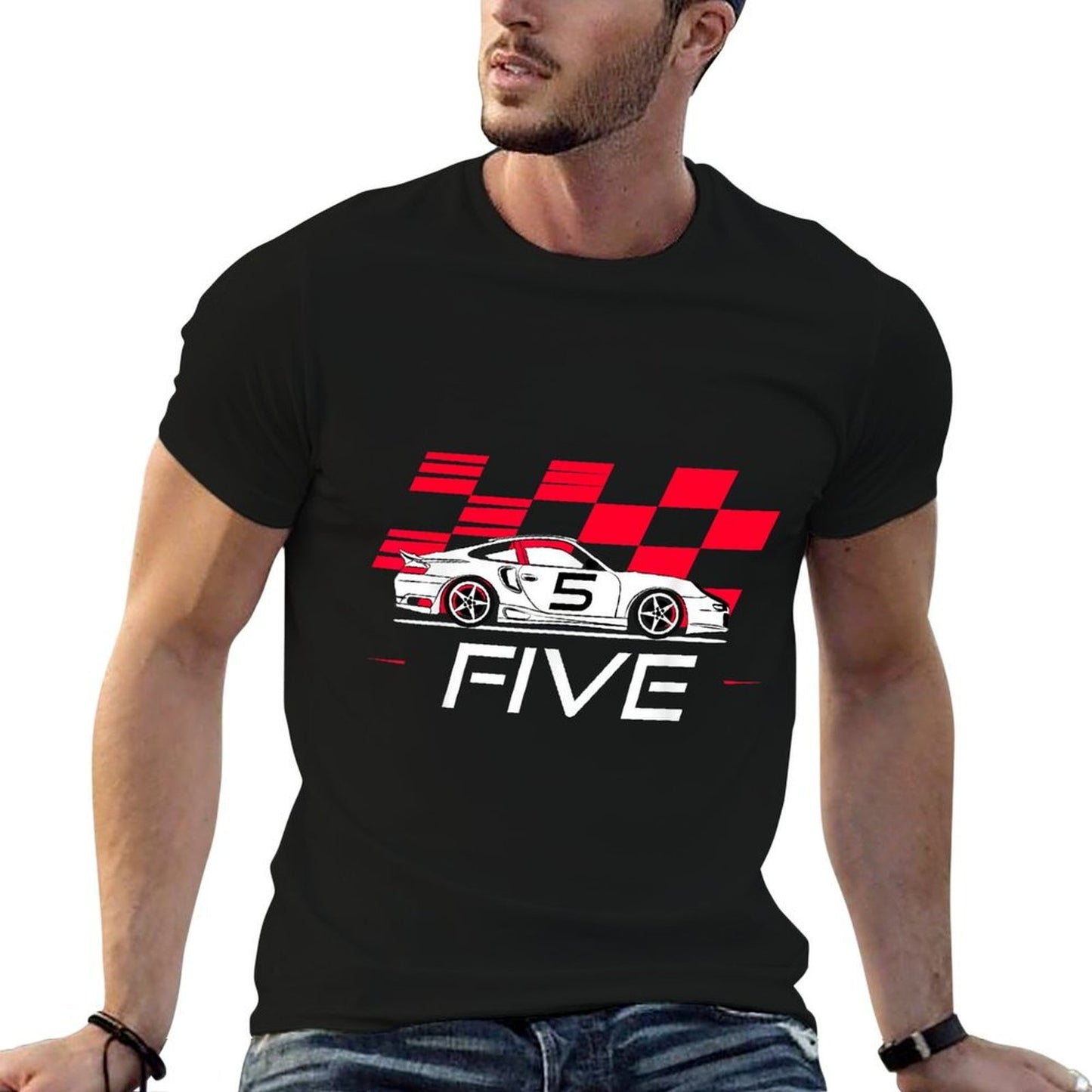 Race Car 5th Birthday Five Year Old Boy Party  Lightweight T-Shirt