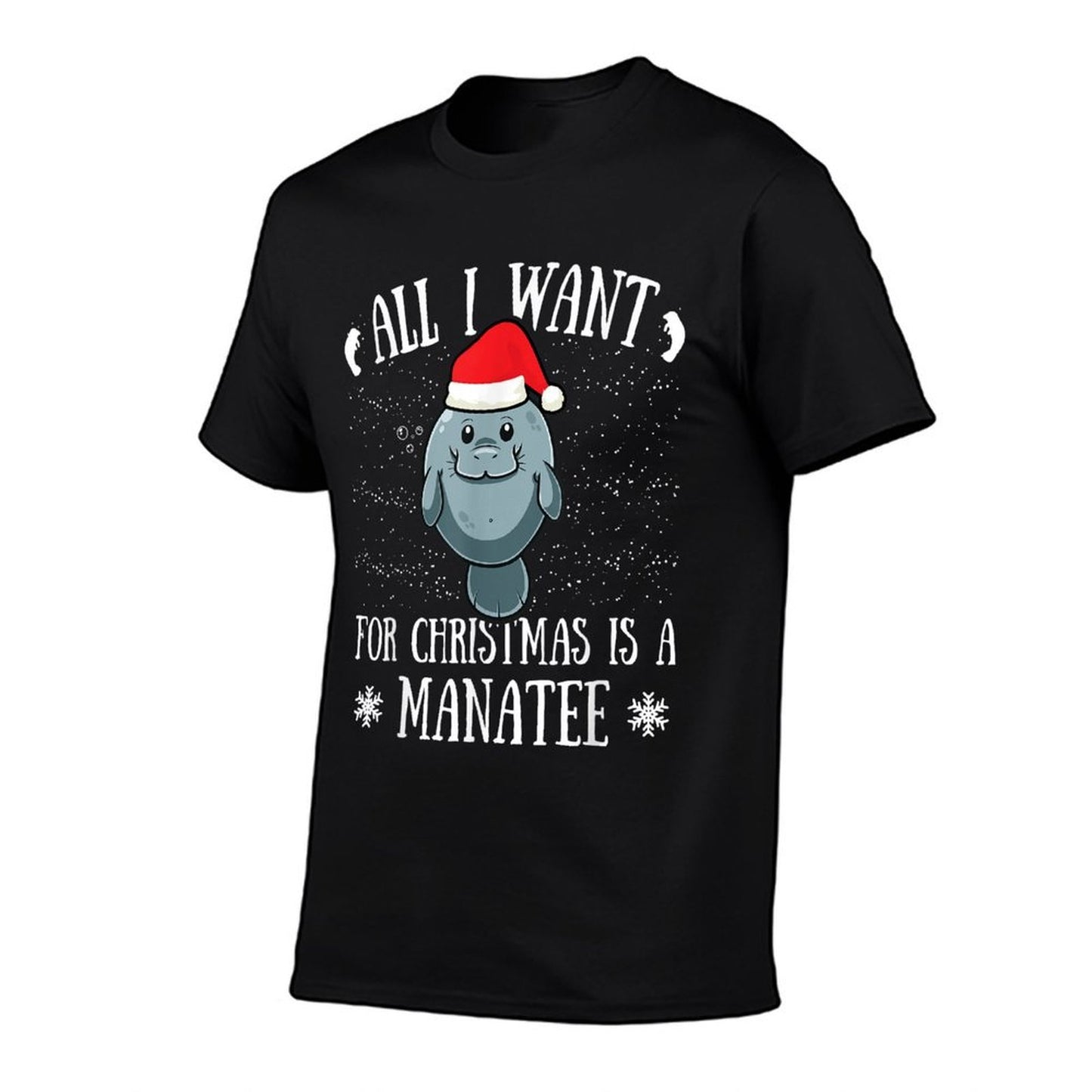All I Want For Christmas Is A Manatee Manatee Santa Claus  Heathered Texture T-Shirt