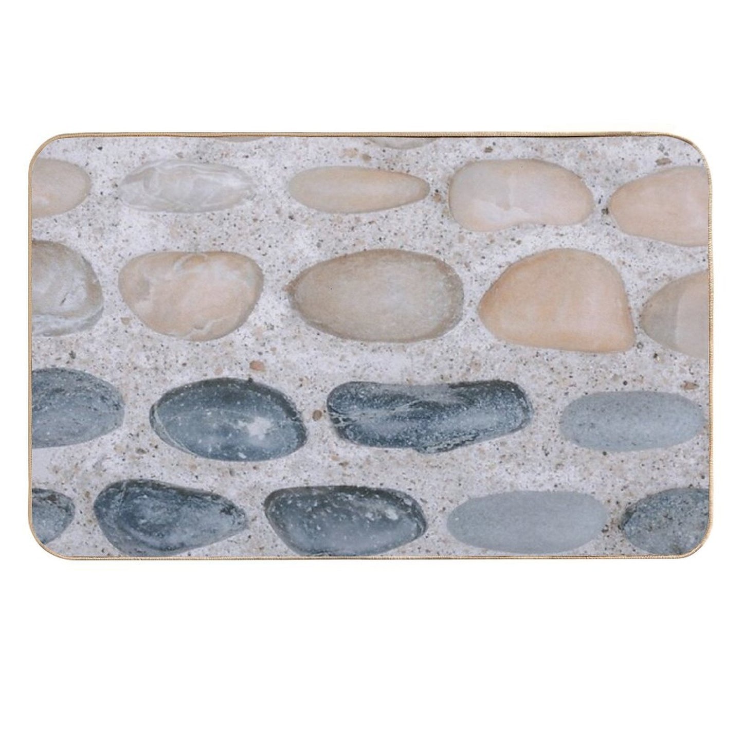 Pastel Pink And Blue Pebbles on The Sand - Colorful Stones Collection - Cool for The Summer SPA  Non-Slip Bath Mat