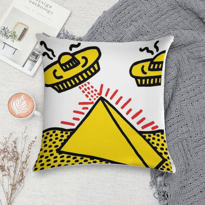 Haring Pop Art Soft Durable Construction Throw Pillow