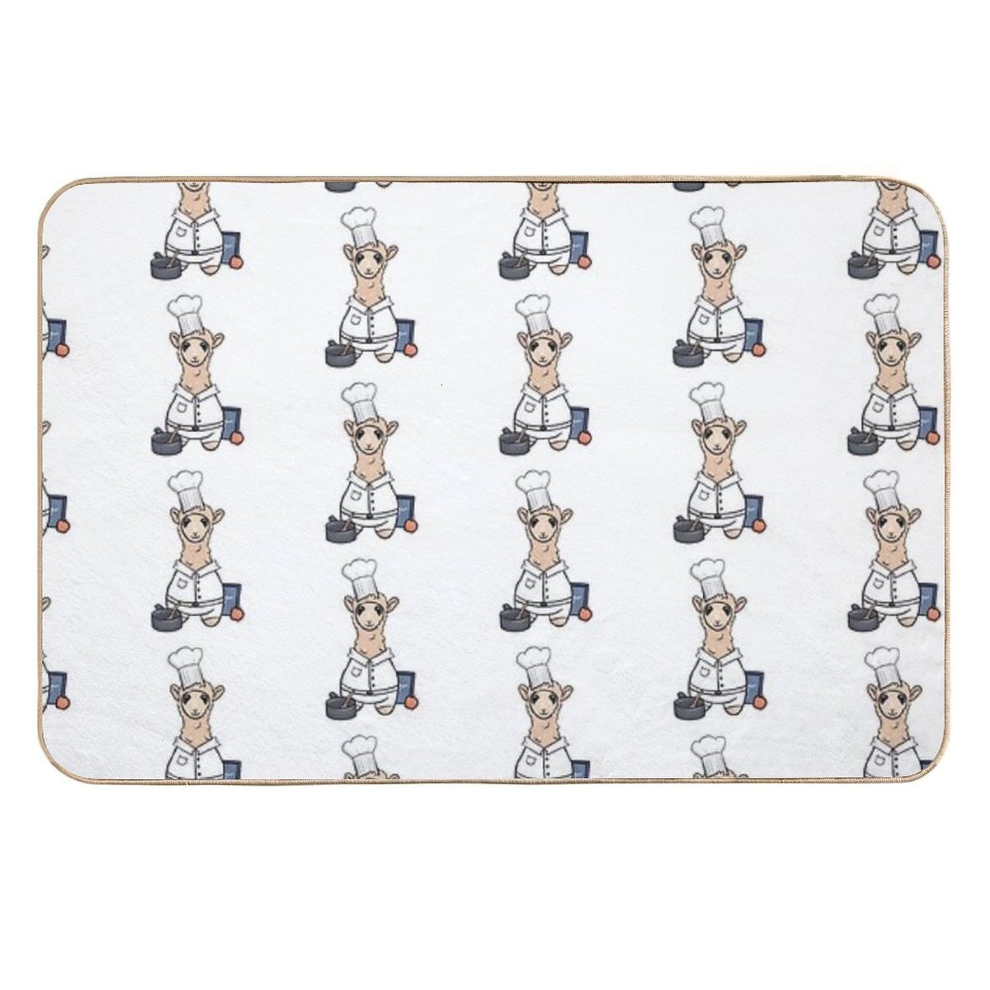 Chef Llama- Cute Cooking Animal Illustration for Foodies & Animal Lovers  Pet-Safe Bath Mat