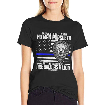 The Wicked Flee When No Man Pursueth Police Thin Blue Line  Affordable Price T-Shirt