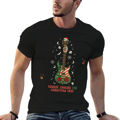 Rockin’ Skeleton Guitar Christmas Funny Holiday  Lightweight T-Shirt