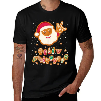 ASL Christmas Santa Signing Merry Christmas Sign Language  Stretchy T-Shirt