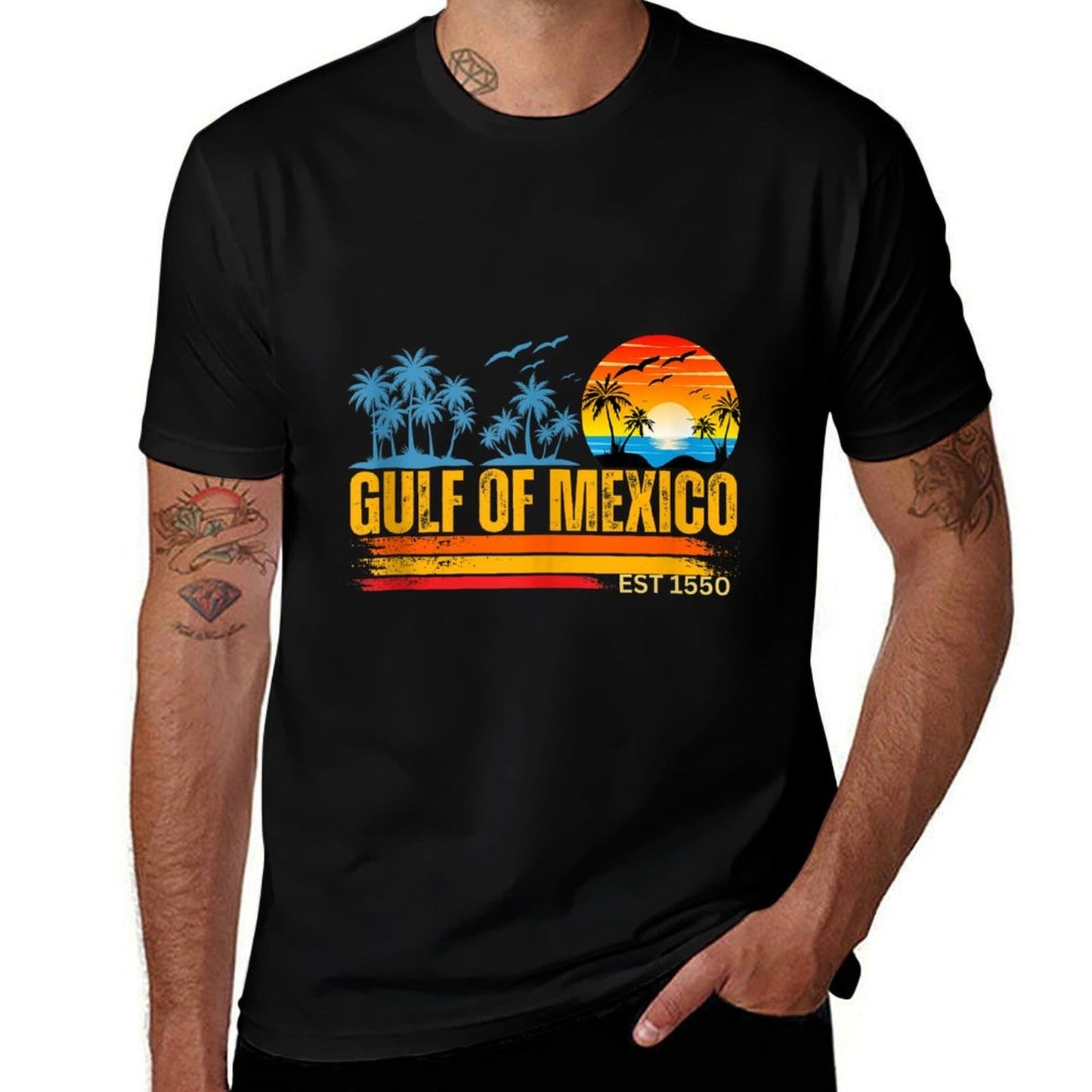 Gulf of Mexico Retro Vintage Beach Mens Women  Breathable T-Shirt