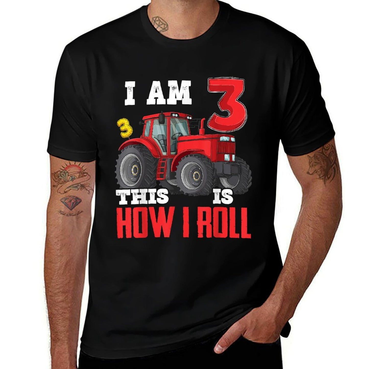 I Am 3 This Is How I Roll 3rd Birthday Three Years Tractor Comfortable T-Shirt