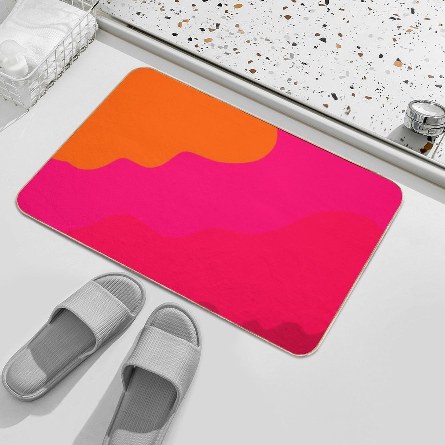 Hot Pink to Orange  Easy To Clean Bath Mat