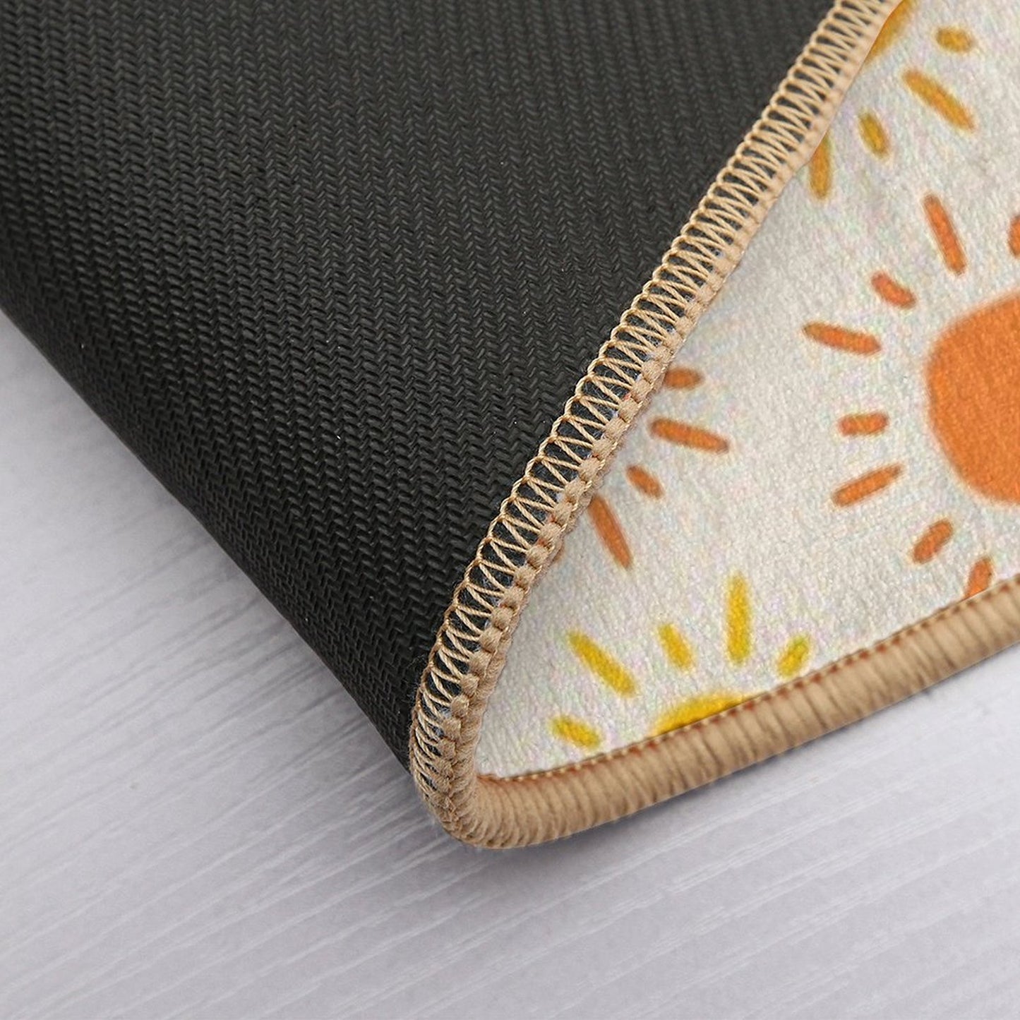 Happy Retro Sun Pattern - Yellow Orange Red Palette  Easy To Clean Bath Mat