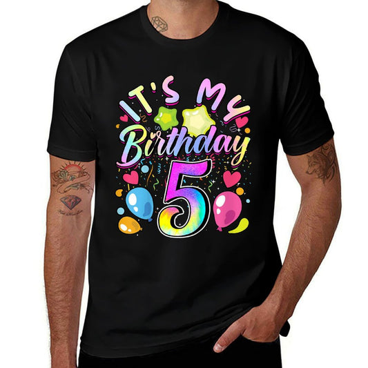 Kids Girls It's My Birthday 5 Years Old 5th Birthday  Oversized Silhouette T-Shirt
