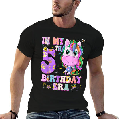 Kids In My 5th Birthday Era Girl Unicorn Gifts 5 Year Old  Polyester Blend T-Shirt