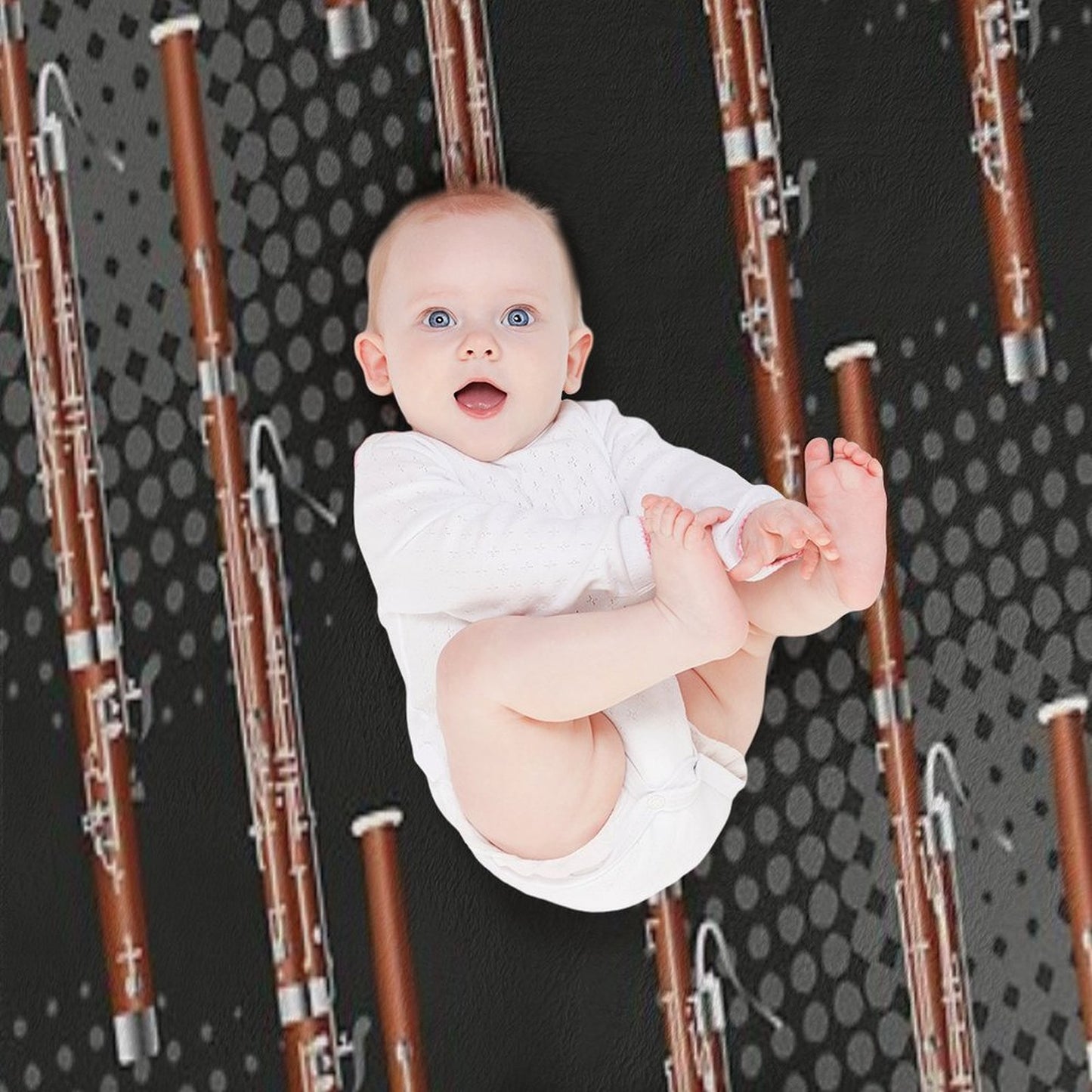 Bassoon on Black  Gray Machine-washable Throw Blanket