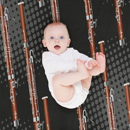 Bassoon on Black  Gray Machine-washable Throw Blanket