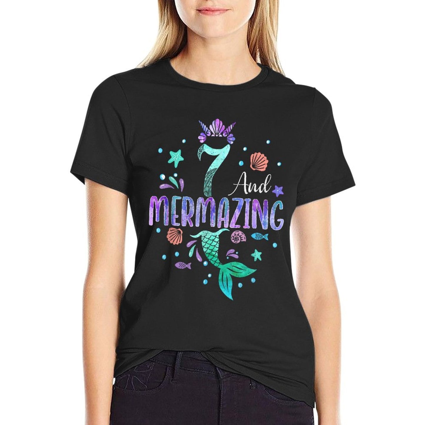 Its My Mermazing 7th Birthday Mermaid Girl Theme 7 Yrs Old  Lightweight T-Shirt