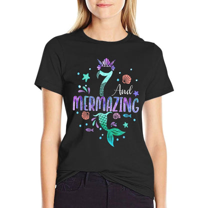 Its My Mermazing 7th Birthday Mermaid Girl Theme 7 Yrs Old  Lightweight T-Shirt