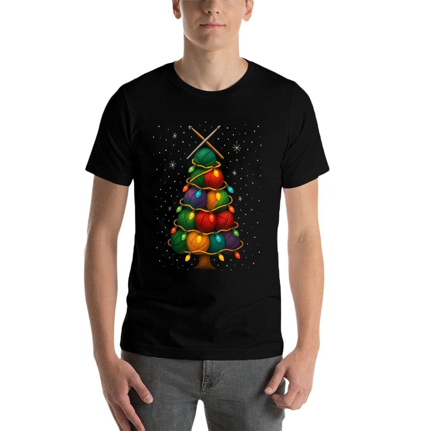 Yarn Christmas Tree Crochet Knitting Knitter Quilting  Graphic-printed T-Shirt