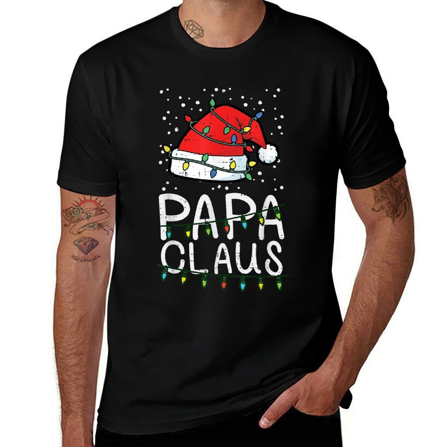 Christmas Papa Claus Santa Hat Xmas Dad Family Matching Men  Odor-resistant T-Shirt