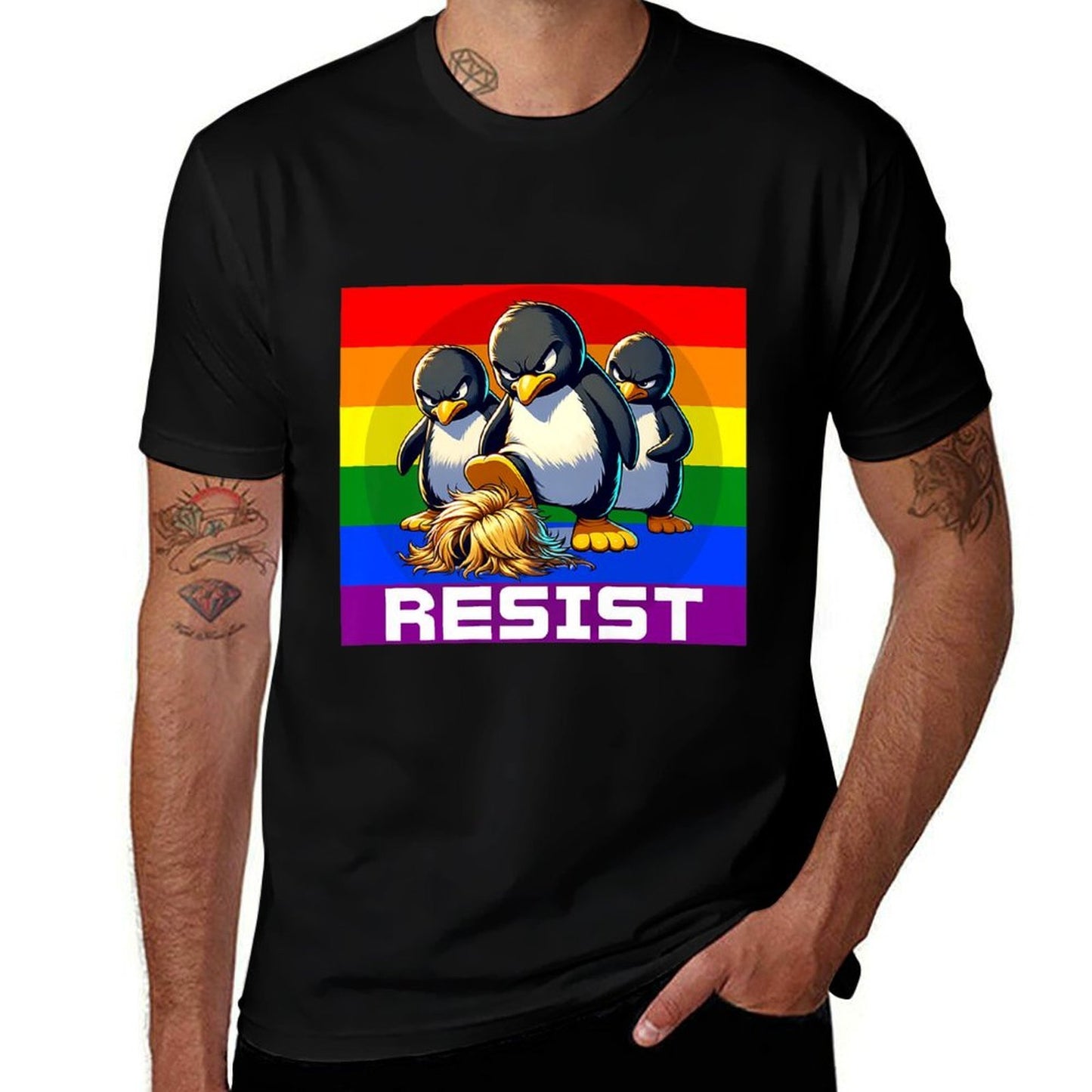 Funny Resist Tariffs Protest Groovy Men Women 4th Of July Premium  High-quality Stitching T-Shirt