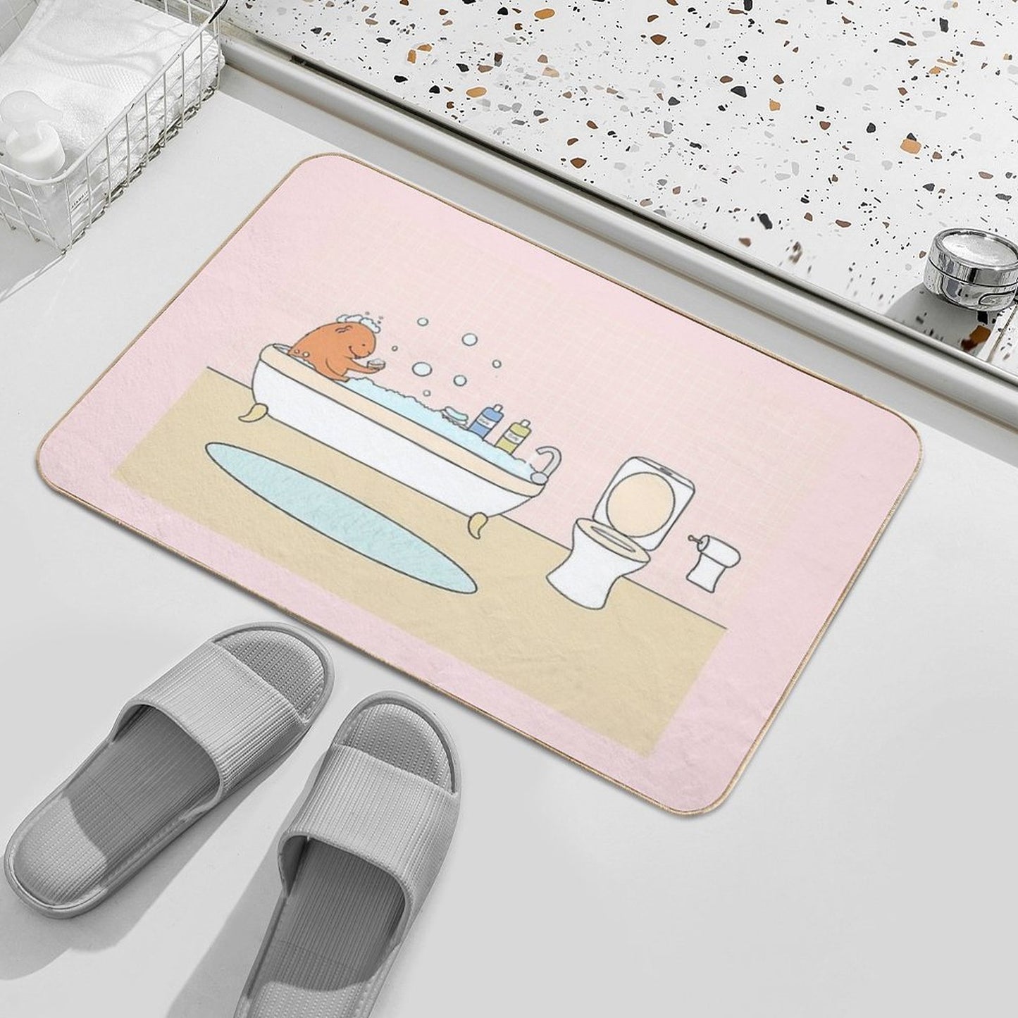 Guinea Pig Taking A Bath  Long-Lasting Bath Mat