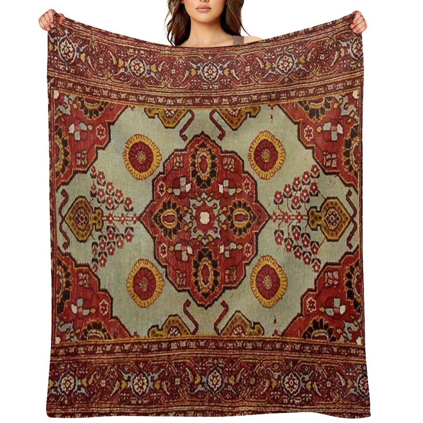 Bohemian Turkish Rug Multi-functional Throw Blanket