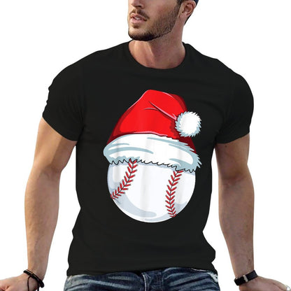 Christmas Baseball Xmas Santa Hat Ball Kids Boys Men  Odor-resistant T-Shirt