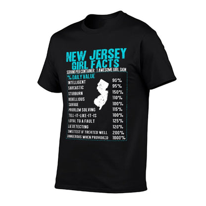 New Jersey Girl Facts Funny Birthday Gift Born in New Jersey  High-quality Stitching T-Shirt