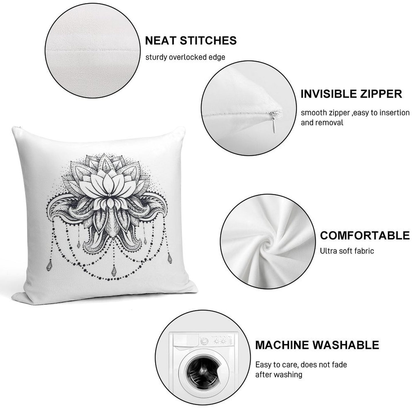 Ornamental Lotus Soft Shrink-Resistant Throw Pillow