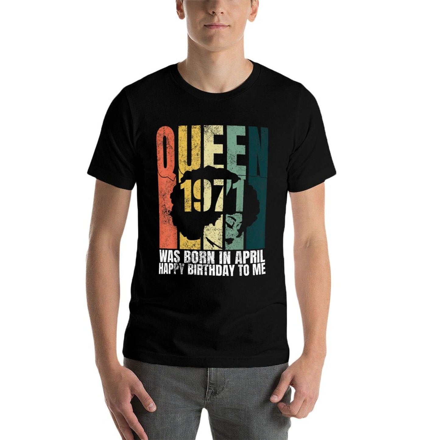 Queen Was Born in April 1971 Bday Gifts 50th Birthday  Rolled Sleeves T-Shirt