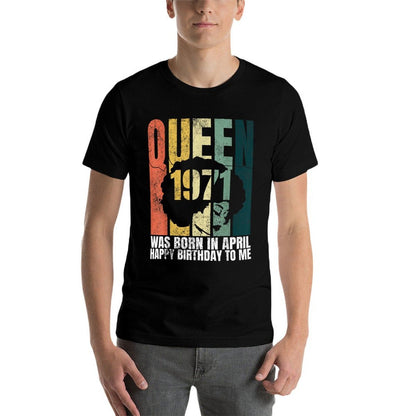 Queen Was Born in April 1971 Bday Gifts 50th Birthday  Rolled Sleeves T-Shirt