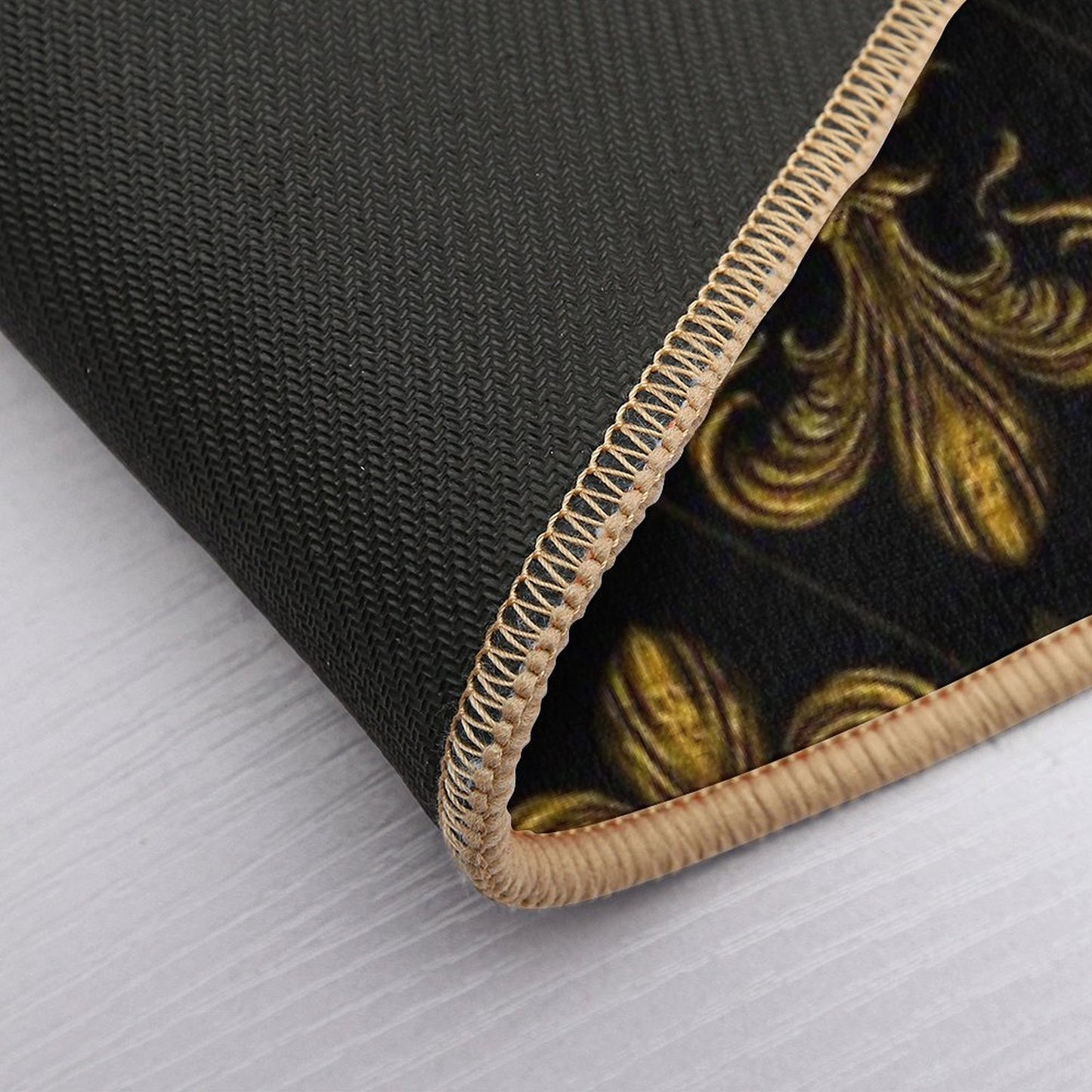 Fleur-de-lis Pattern Vintage Gold  Long-Lasting Bath Mat