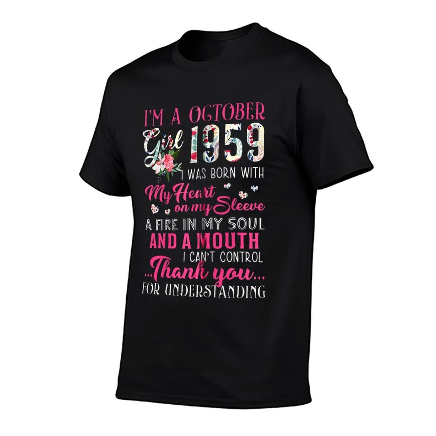 October Girl 1959s 60th Birthday Girl Women Zip  Oversized Silhouette T-Shirt