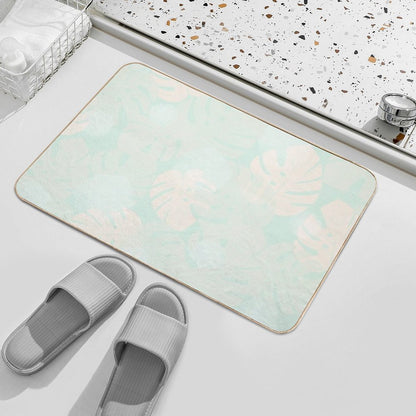 Light Monstera Beach Breeze  Non-Slip Bath Mat