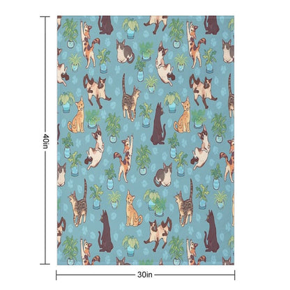 Cozy Michis in Blue Easy Care Throw Blanket